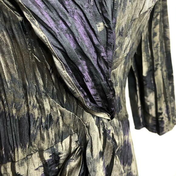 Babette San Francisco gray taupe black metallic twisted front top size Small - Picture 7 of 14